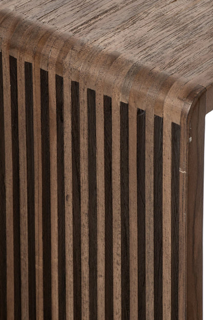 Side Table Slated Recycled Wood Dark Brown