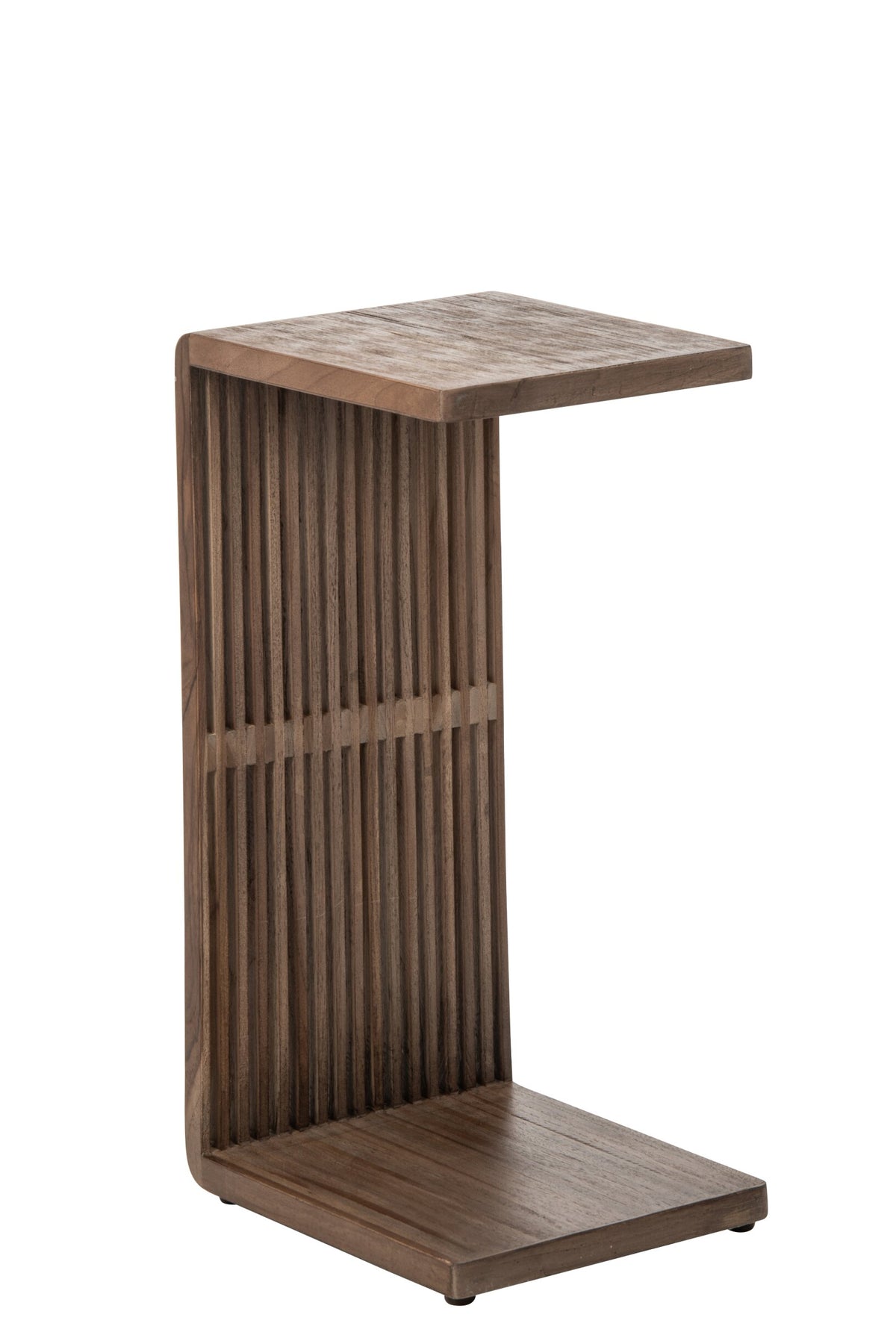 Side Table Slated Recycled Wood Dark Brown
