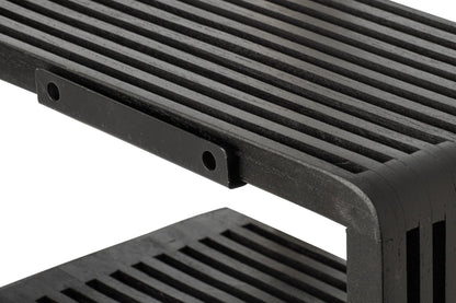 Wall shelf solid recycled wood black large