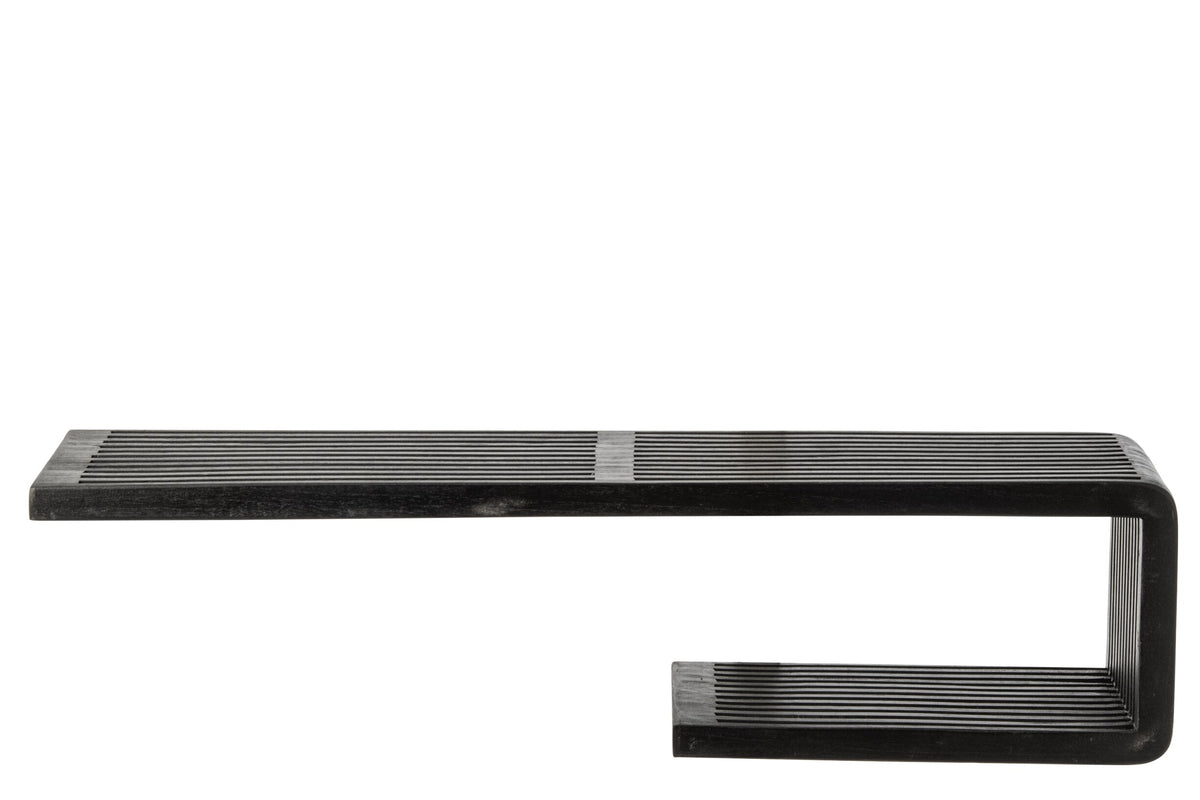 Wall shelf solid recycled wood black large