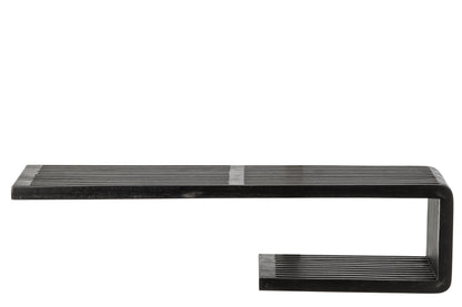 Wall shelf solid recycled wood black large