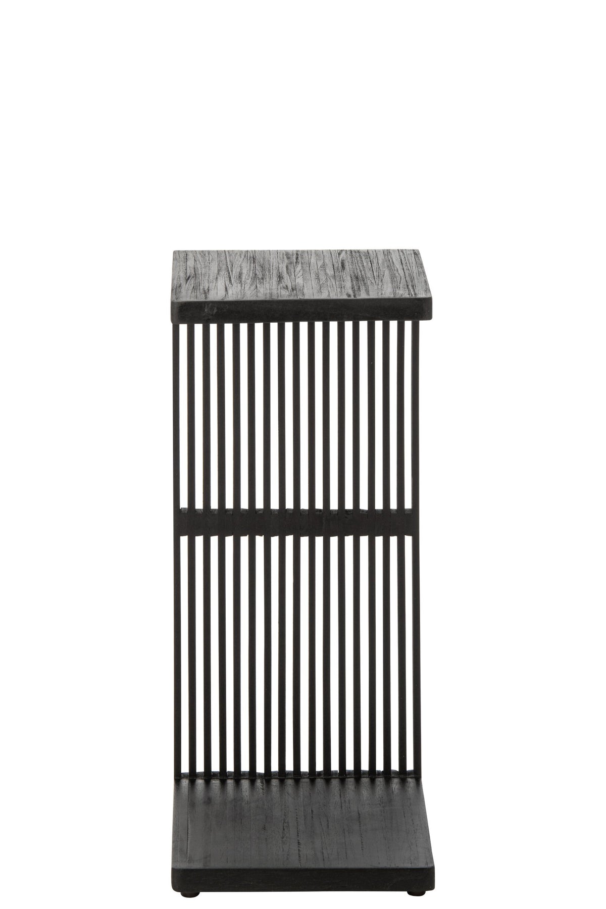 Side Table Slated Recycled Wood Black