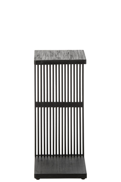 Side Table Slated Recycled Wood Black
