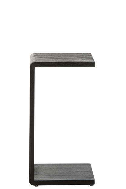 Side Table Slated Recycled Wood Black