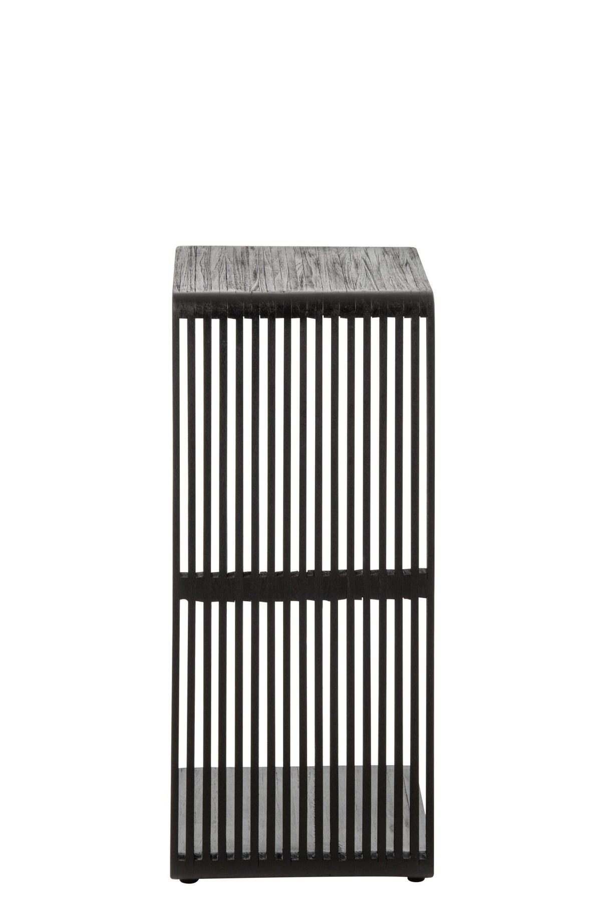 Side Table Slated Recycled Wood Black