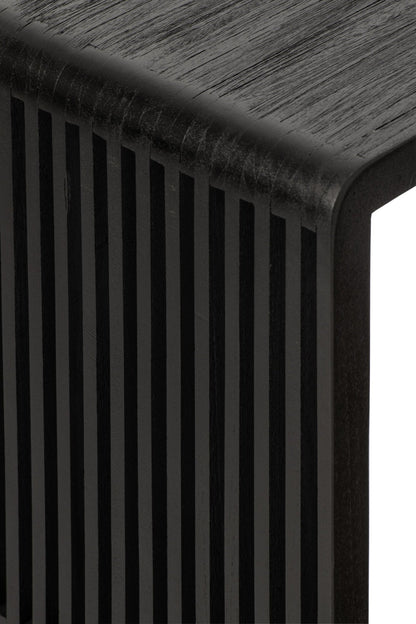 Side Table Slated Recycled Wood Black