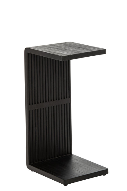 Side Table Slated Recycled Wood Black