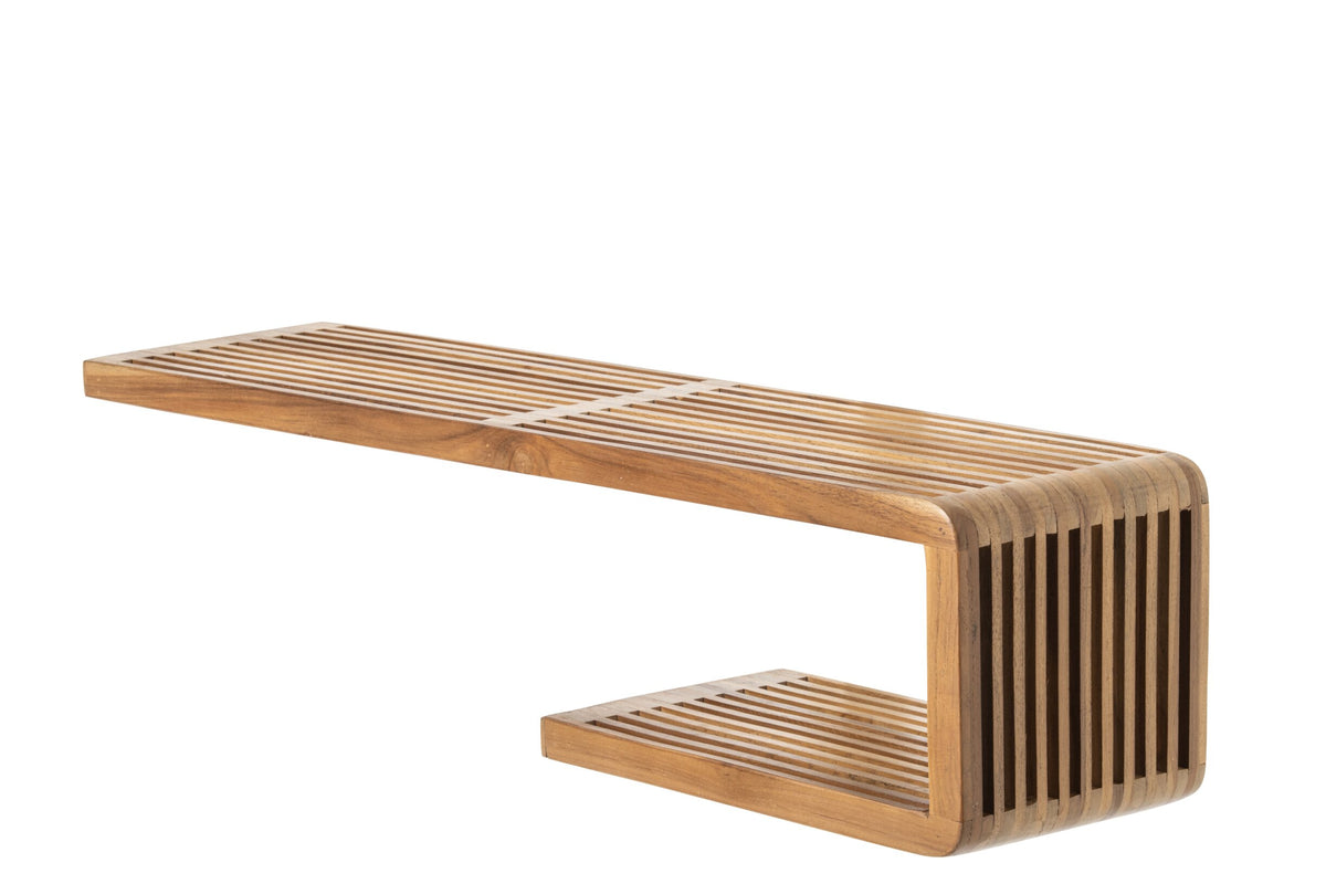 Wall shelf solid recycled wood natural large