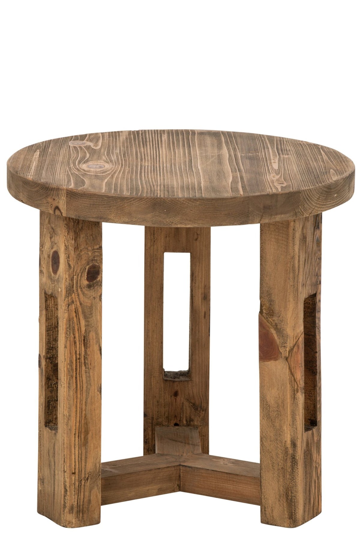 Side Table Round Recycled Wood Brown