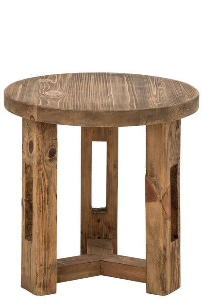Side Table Round Recycled Wood Brown