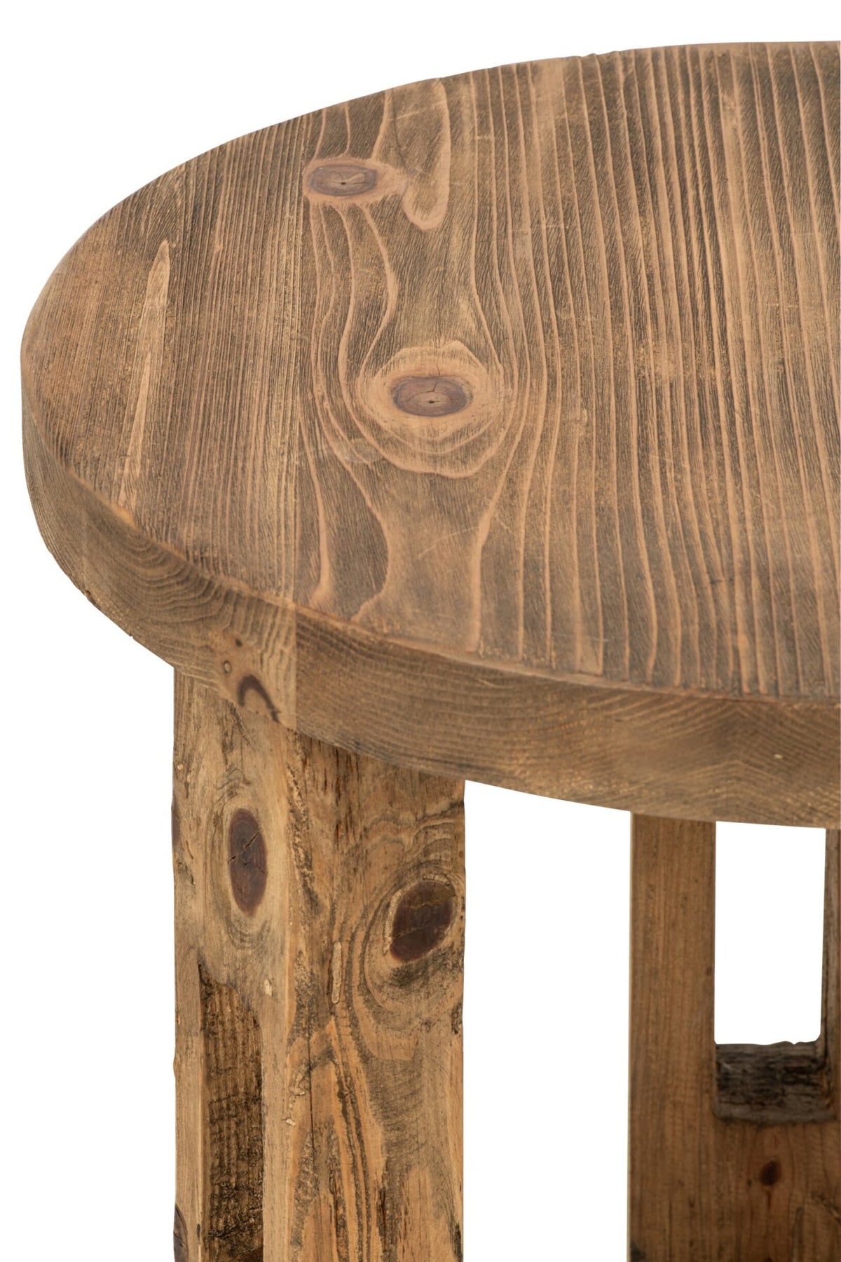 Side Table Round Recycled Wood Brown