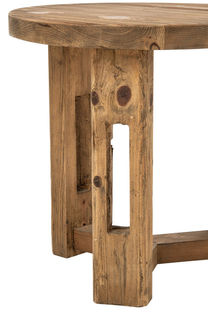 Side Table Round Recycled Wood Brown