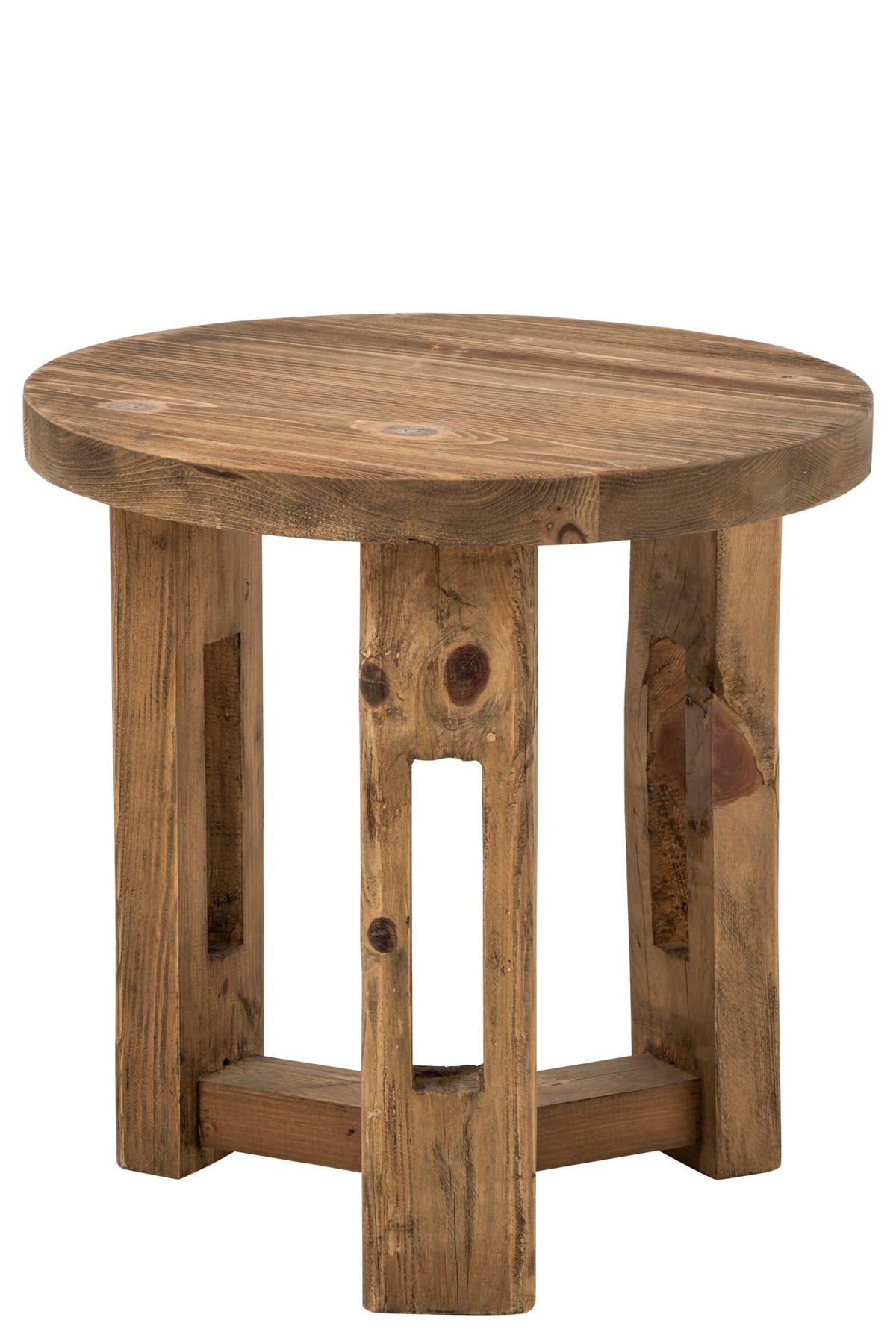 Side Table Round Recycled Wood Brown
