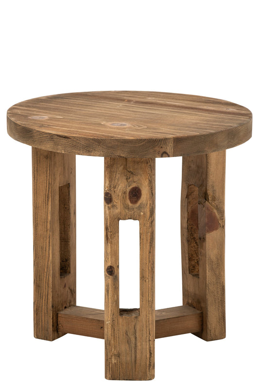 Side Table Round Recycled Wood Brown