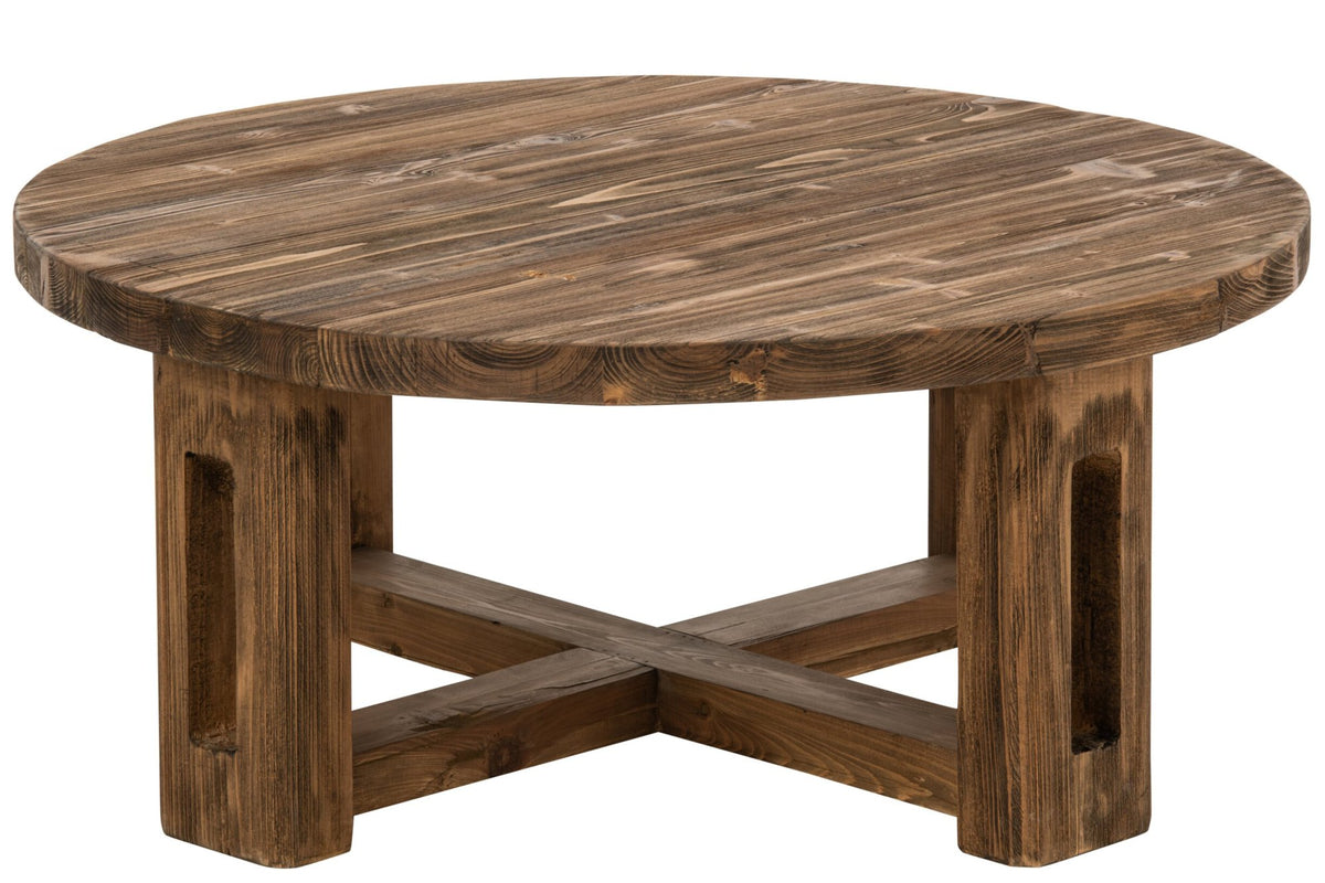 Coffee Table Round Recycled Wood Brown