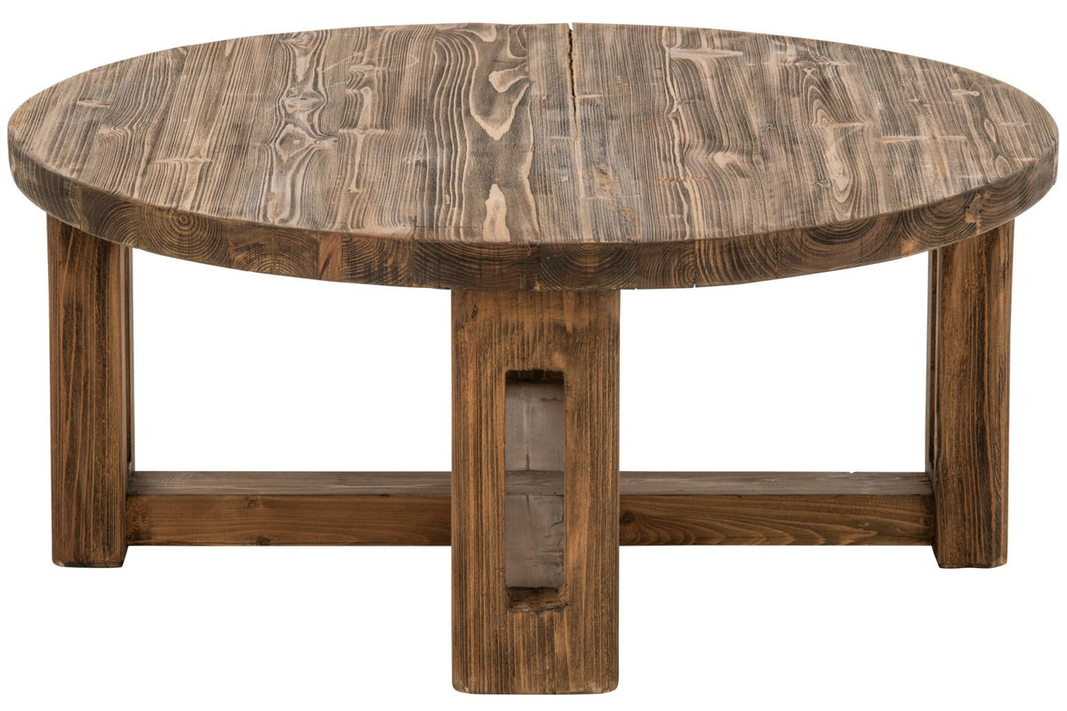 Coffee Table Round Recycled Wood Brown