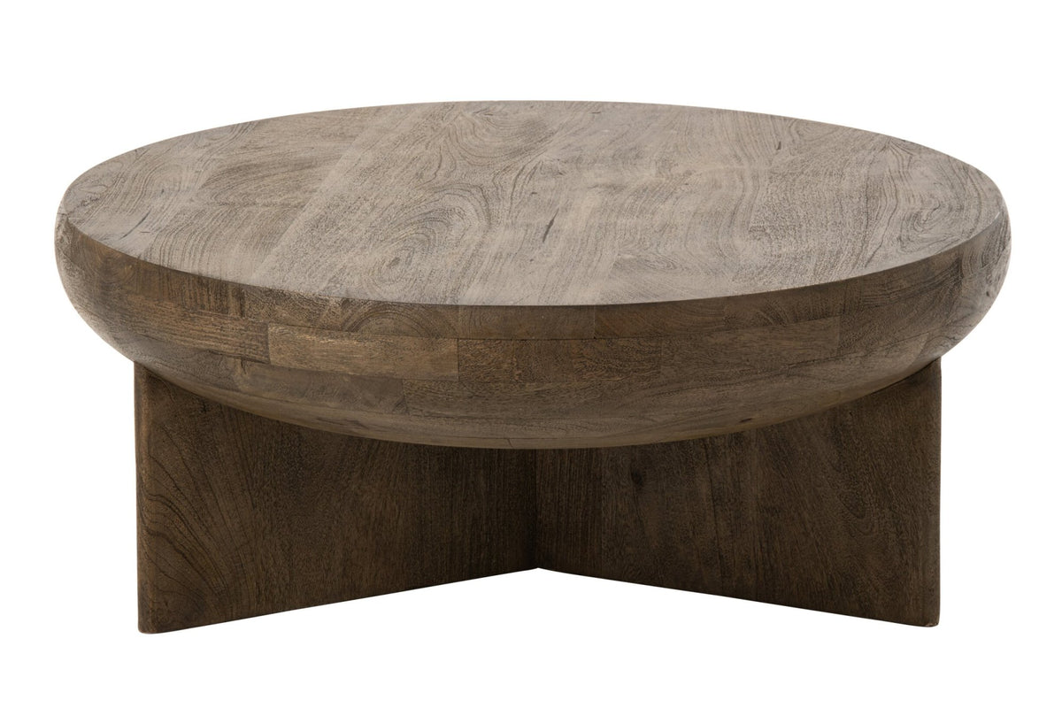 Coffee Table Round Mango Wood Dark Brown