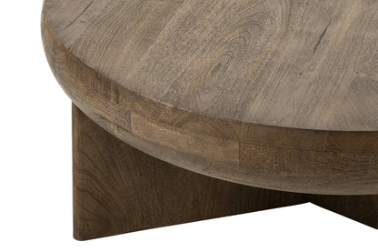 Coffee Table Round Mango Wood Dark Brown