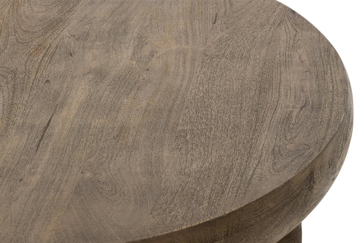 Coffee Table Round Mango Wood Dark Brown