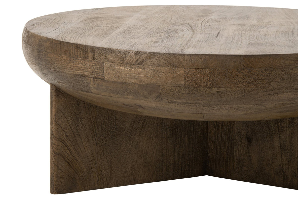 Coffee Table Round Mango Wood Dark Brown