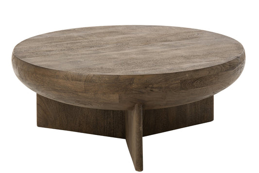 Coffee Table Round Mango Wood Dark Brown