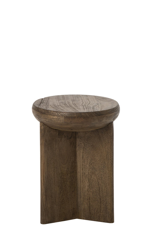Side Table Round Mango Wood Dark Brown