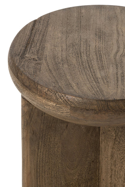 Side Table Round Mango Wood Dark Brown