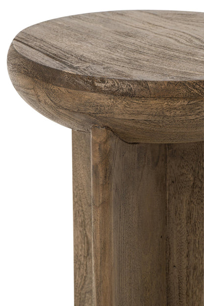 Side Table Round Mango Wood Dark Brown