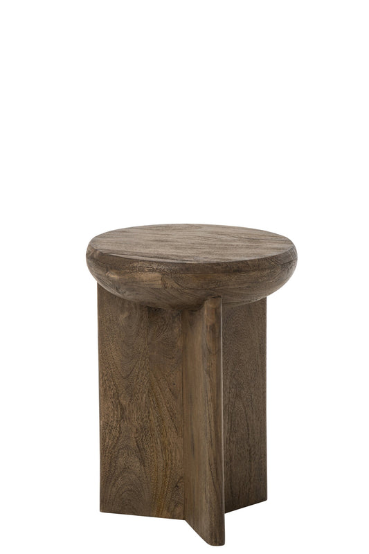 Side Table Round Mango Wood Dark Brown