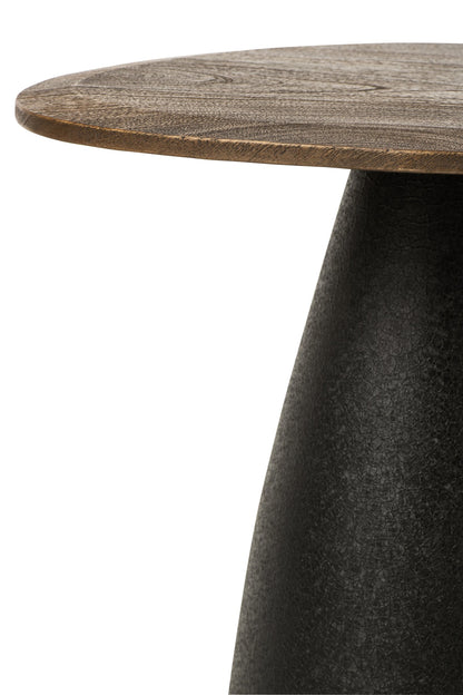 Set Of 2 Side Table Mango Wood Dark Brown/Black