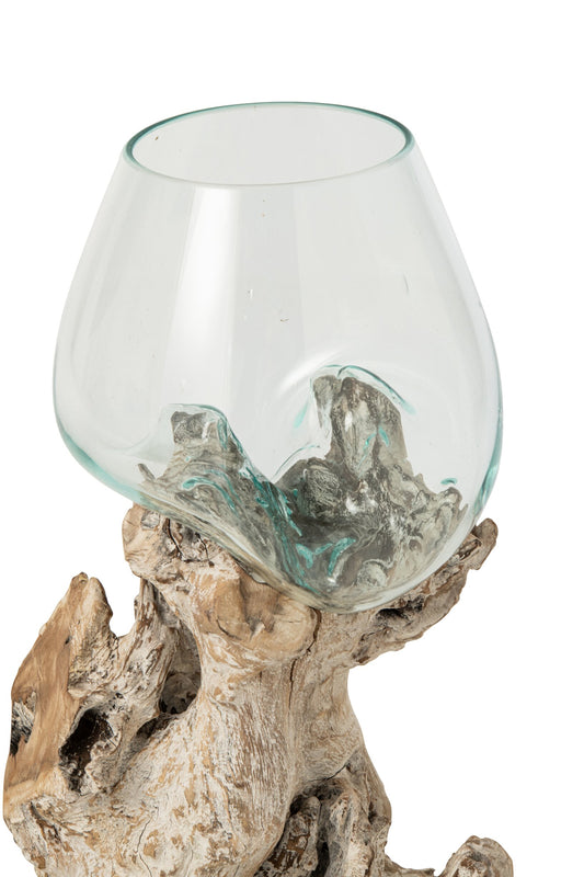 Vase On Base Glass Off-White/Transparent Large