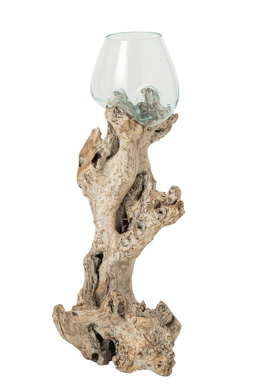 Vase On Base Glass Off-White/Transparent Large