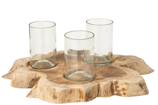 Vase / Tealightholder 3 Pots Glass Natural/Transparent