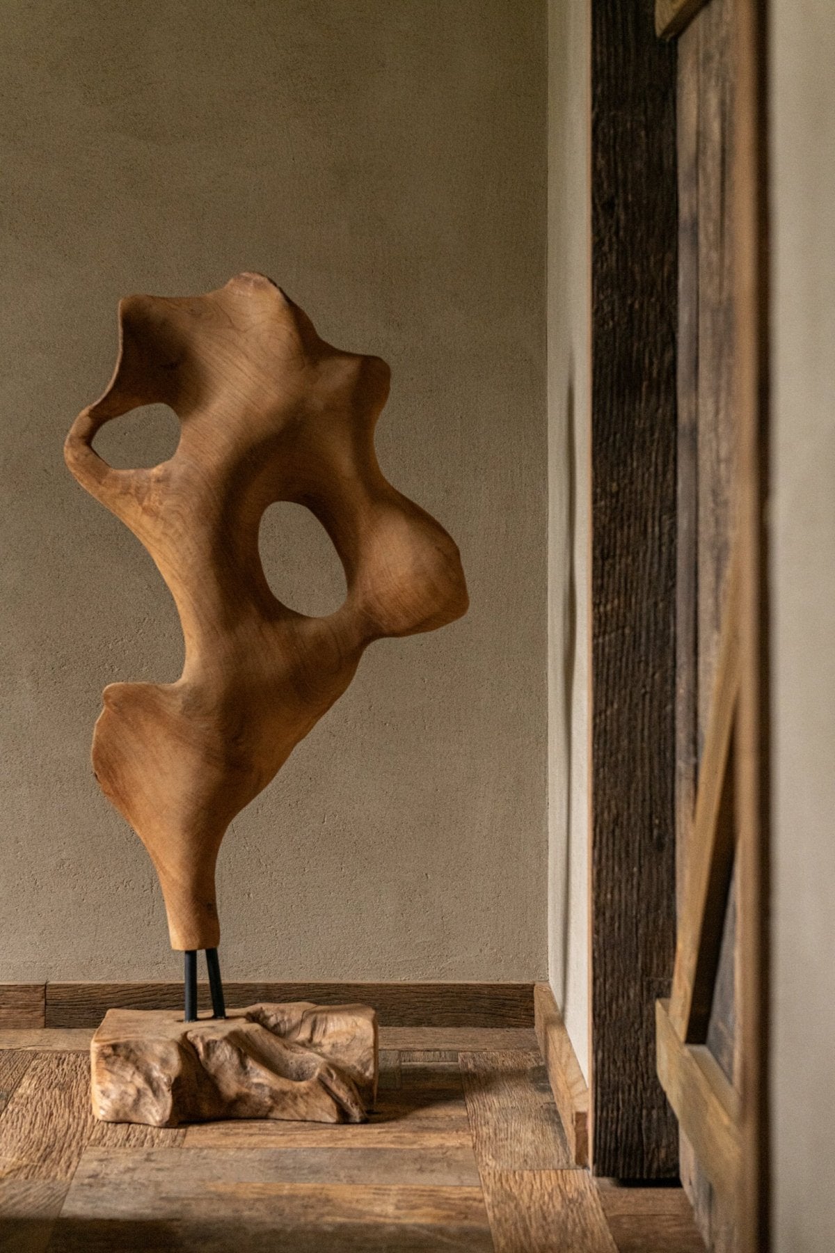 Abstract Decoration Kaya Teak Wood Natural