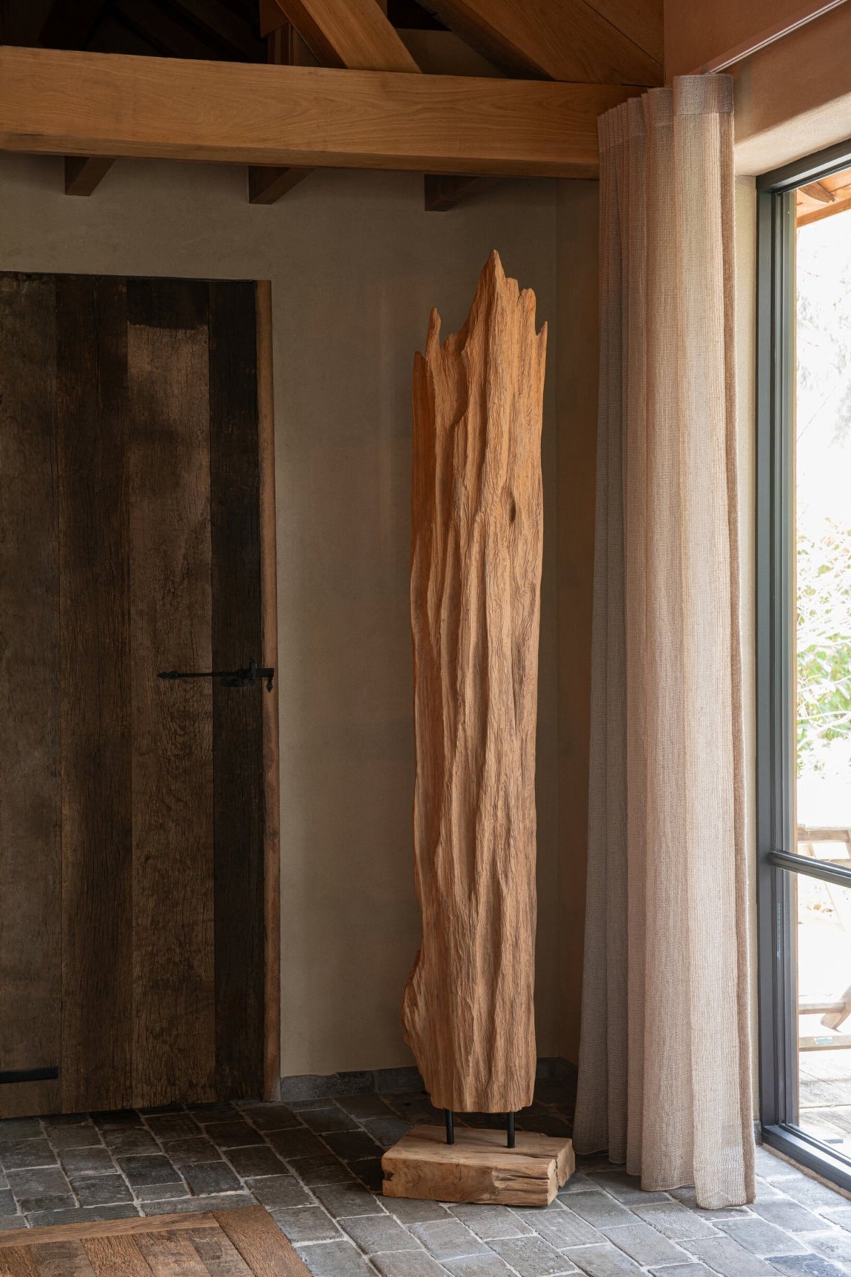 Abstract Decoration Mira Teak Wood Natural