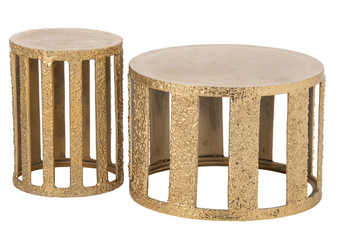 Coffee Table Striped Aluminium Gold