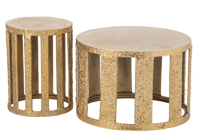 Coffee Table Striped Aluminium Gold