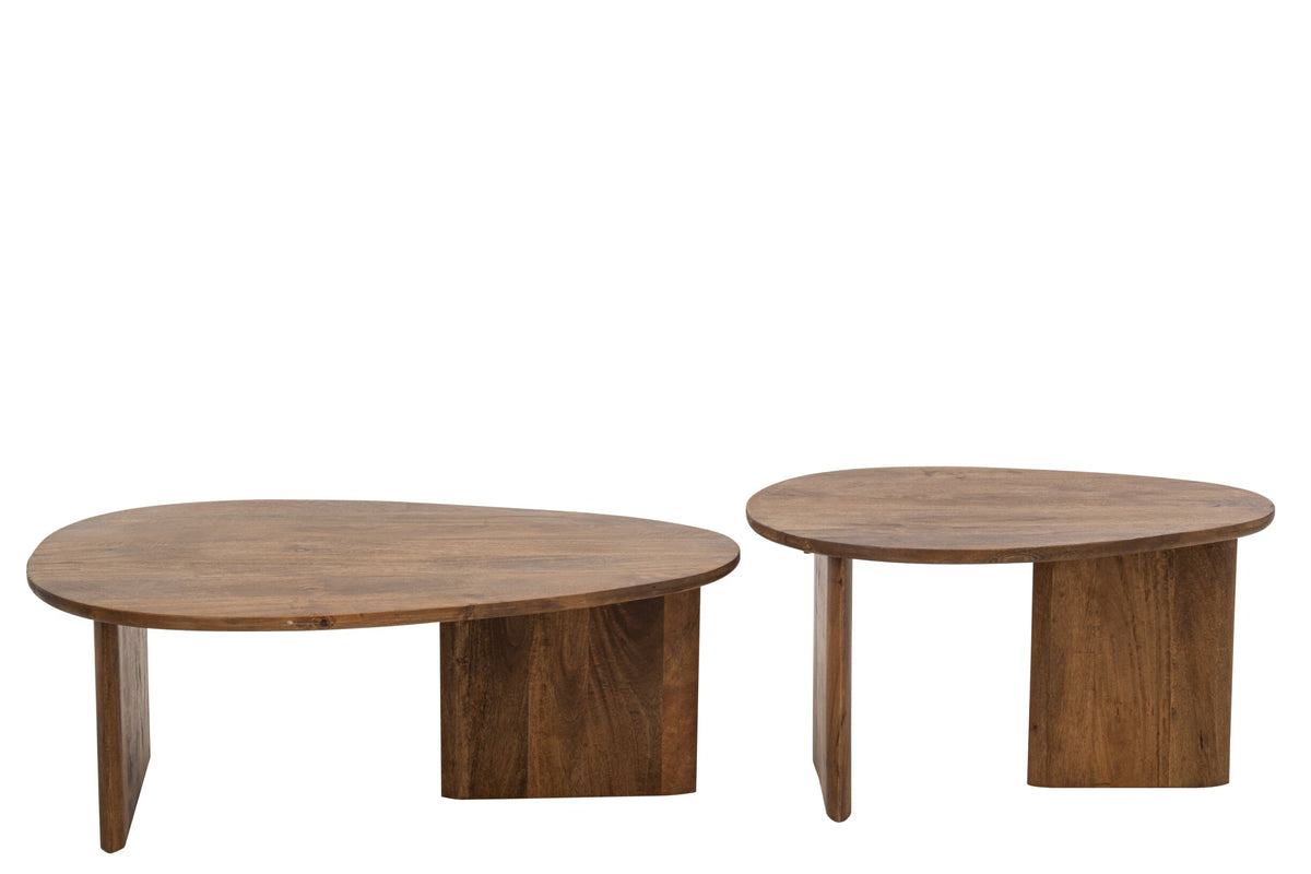 Set Of 2 Coffee Table Mango Wood Natural