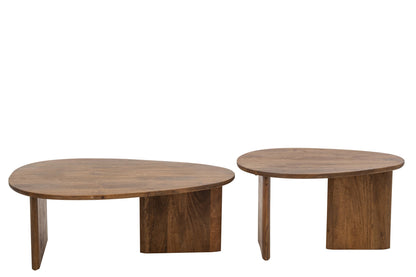 Set Of 2 Coffee Table Mango Wood Natural