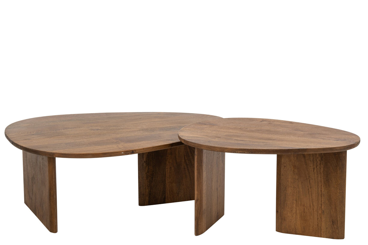 Set Of 2 Coffee Table Mango Wood Natural