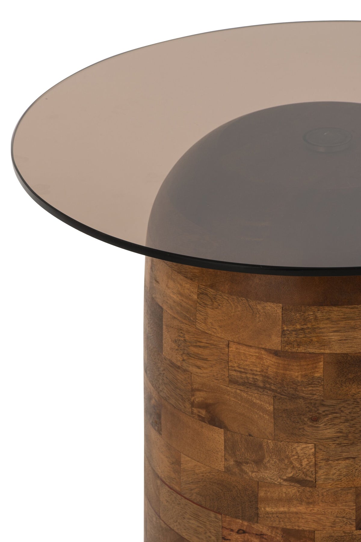 Side Table Glass Cylinder Mango Wood Natural