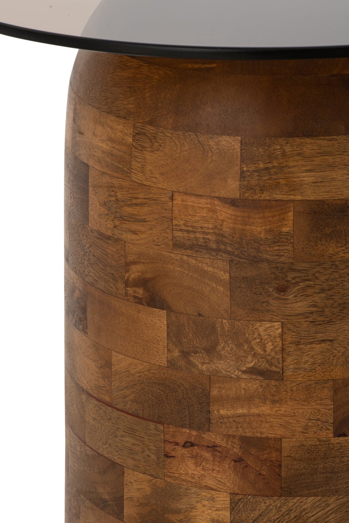 Side Table Glass Cylinder Mango Wood Natural