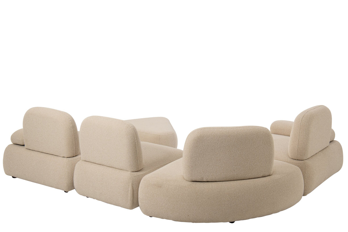 Set Of 5 Modular Sofa Olivia Plywood/Fabric Ecru