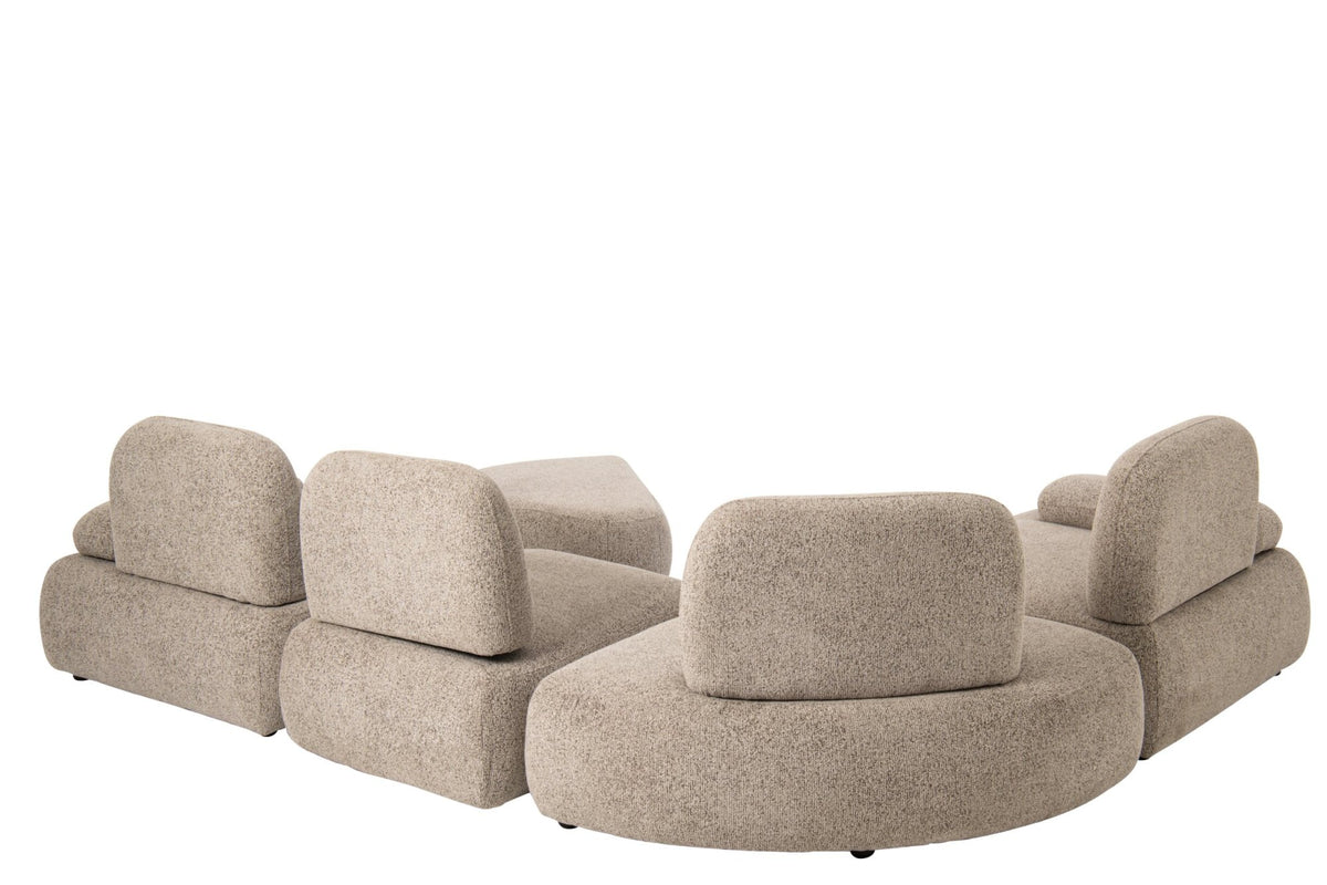 Set Of 5 Modular Sofa Olivia Plywood/Fabric Brown/Ecru