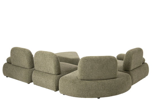 Set Of 5 Modular Sofa Olivia Plywood/Fabric Green