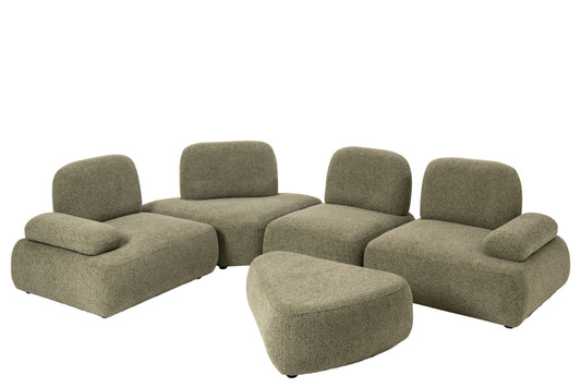 Set Of 5 Modular Sofa Olivia Plywood/Fabric Green