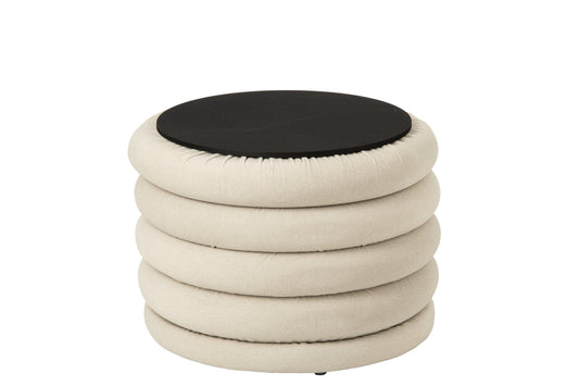 Pouffe Mich Plywood/Fabric Ecru