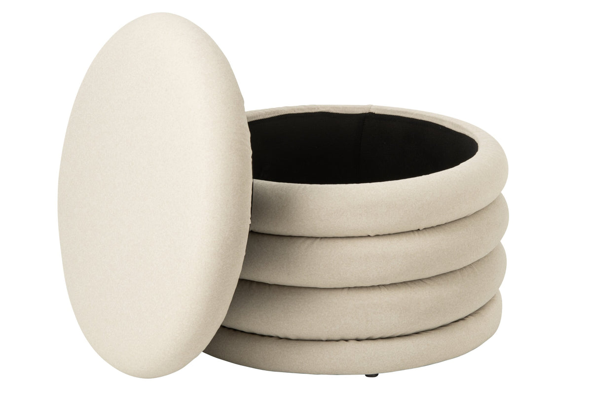 Pouffe Mich Plywood/Fabric Ecru