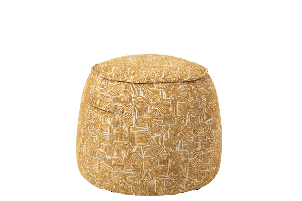 Pouffe Alex Plywood/Fabric Ocher Yellow