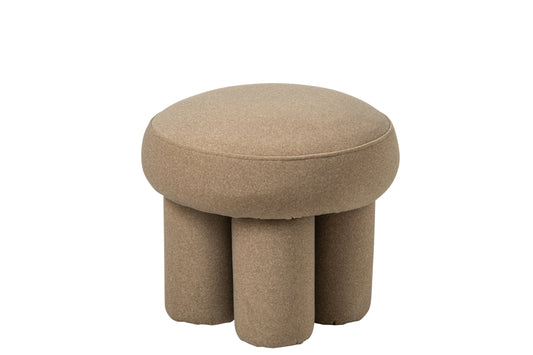 Pouffe Legs Plywood/Fabric Beige Small